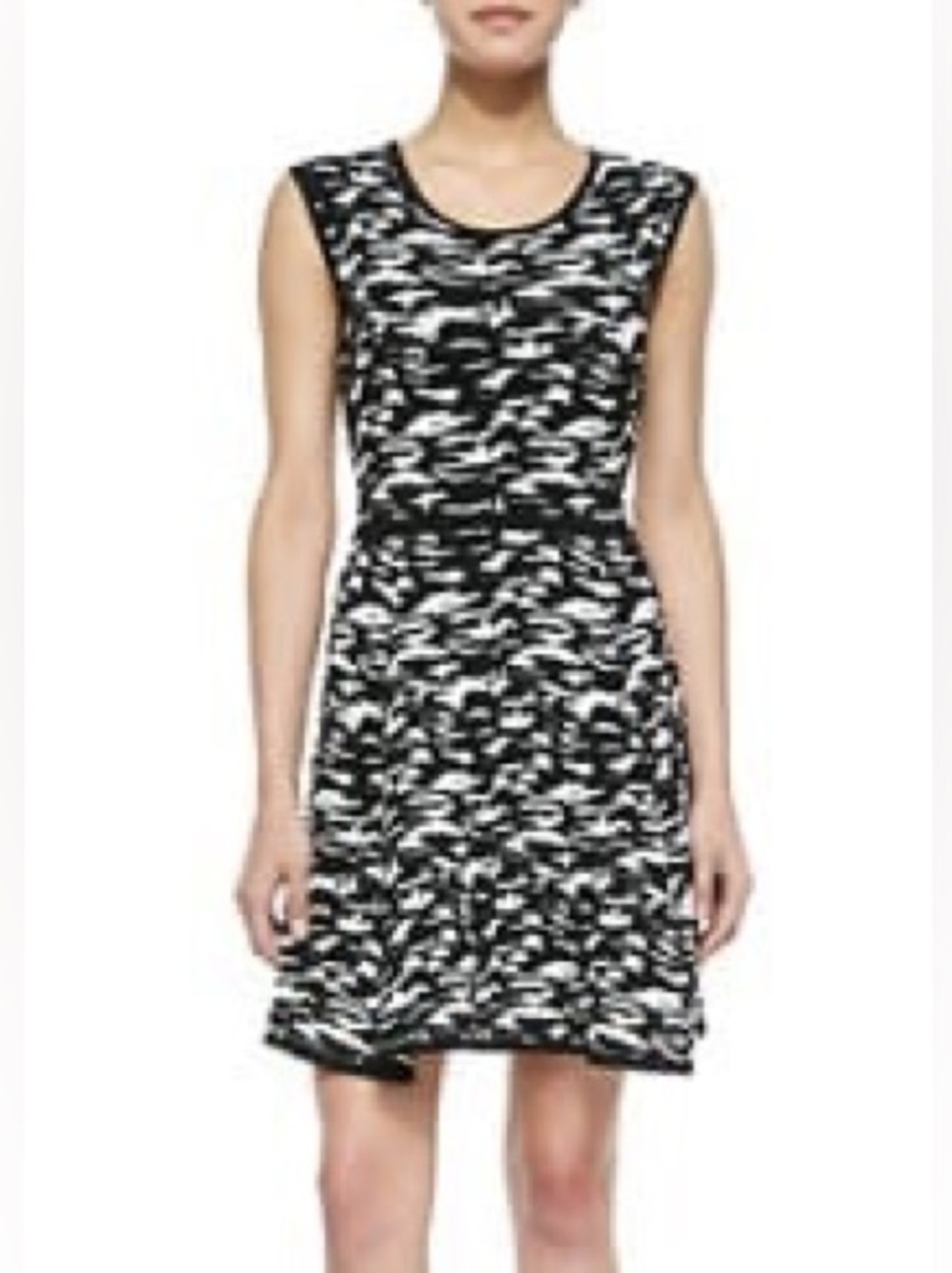 Milly Animal Camo Print Mini Knit Jacquared Dress in Black & White Size Small